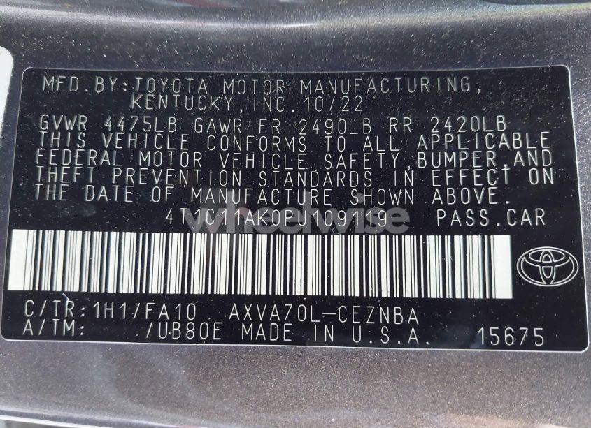 Photo 9 of 2023 Toyota Camry LE (VIN 4T1C11AK0PU109119)