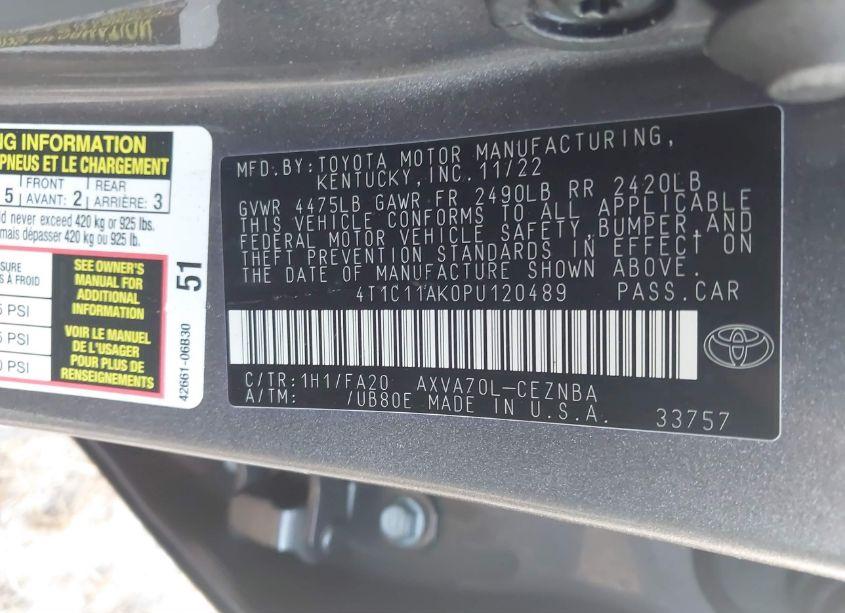 Photo 9 of 2023 Toyota Camry LE (VIN 4T1C11AK0PU120489)