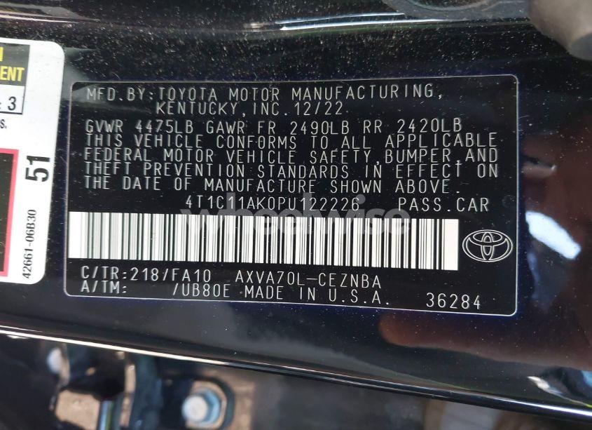 Photo 9 of 2023 Toyota Camry LE (VIN 4T1C11AK0PU122226)