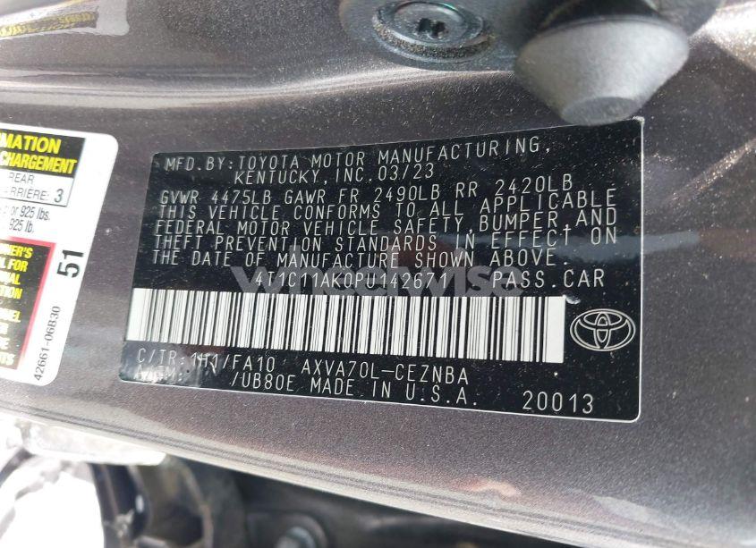 Photo 9 of 2023 Toyota Camry LE (VIN 4T1C11AK0PU142671)