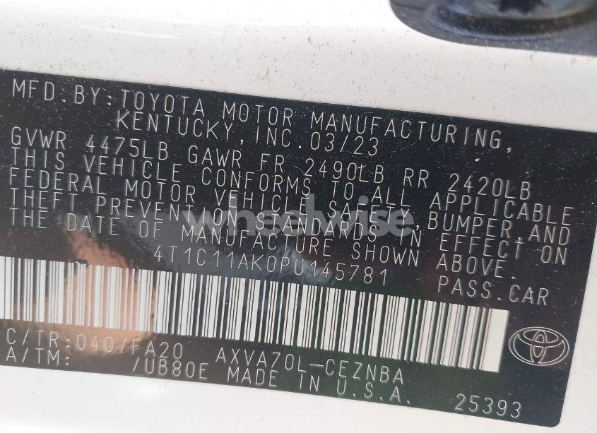 Photo 9 of 2023 Toyota Camry LE (VIN 4T1C11AK0PU145781)