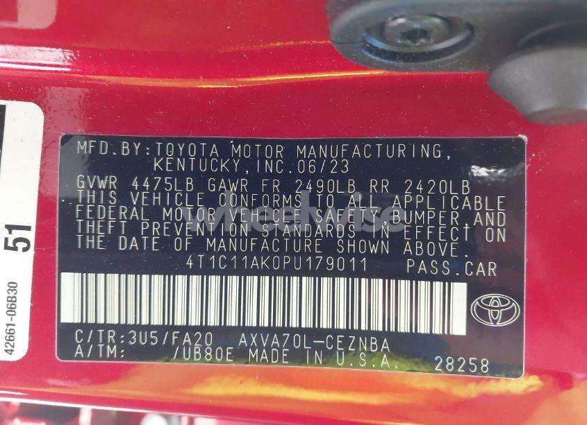 Photo 9 of 2023 Toyota Camry LE (VIN 4T1C11AK0PU179011)
