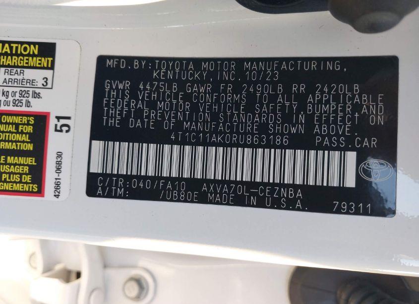 Photo 9 of 2024 Toyota Camry LE (VIN 4T1C11AK0RU863186)