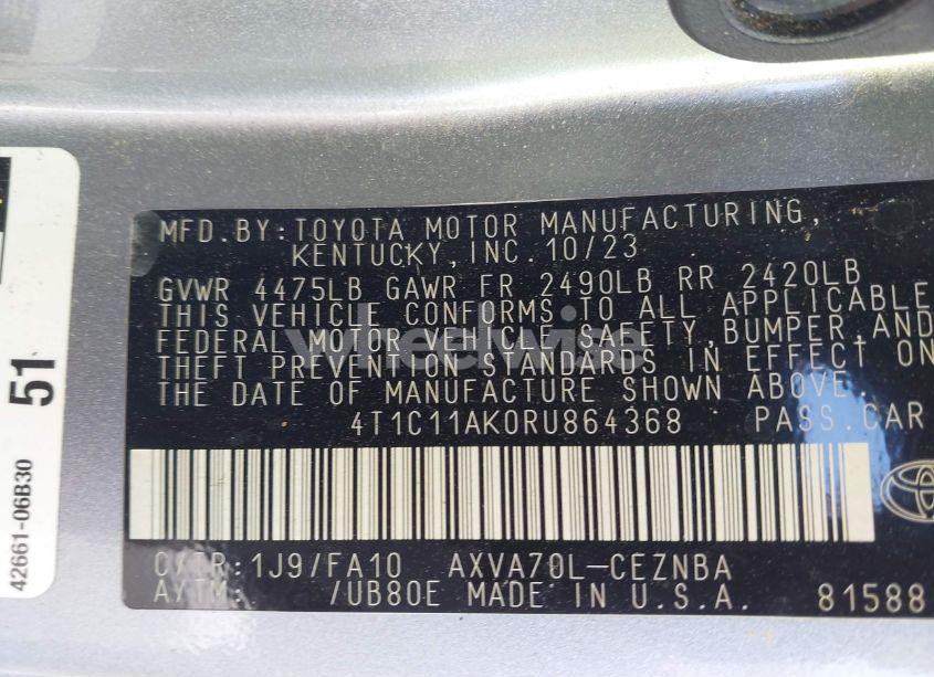 Photo 9 of 2024 Toyota Camry LE (VIN 4T1C11AK0RU864368)