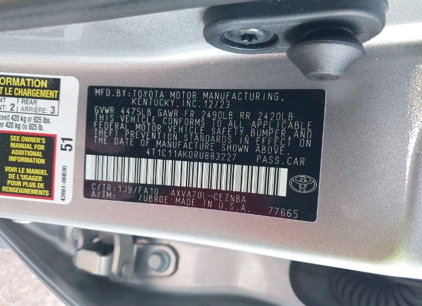 Photo 9 of 2024 Toyota Camry LE (VIN 4T1C11AK0RU883227)