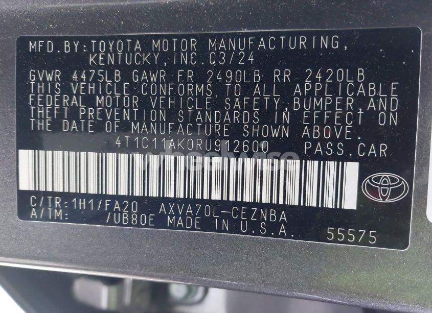 Photo 9 of 2024 Toyota Camry LE (VIN 4T1C11AK0RU912600)