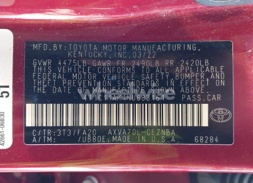 Photo 9 of 2022 Toyota Camry LE (VIN 4T1C11AK1NU683161)