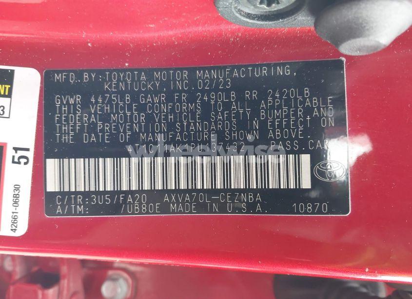 Photo 9 of 2023 Toyota Camry LE (VIN 4T1C11AK1PU137432)