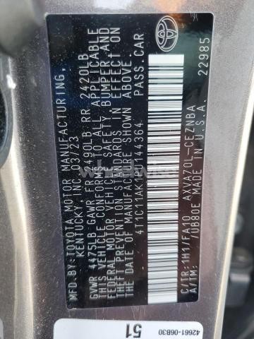 Photo 8 of 2023 TOYOTA CAMRY LE (VIN 4T1C11AK1PU144364)