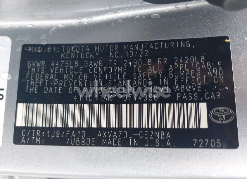 Photo 9 of 2023 Toyota Camry LE (VIN 4T1C11AK1PU744396)