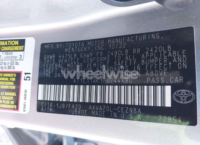 Photo 9 of 2023 Toyota Camry LE (VIN 4T1C11AK1PU744480)