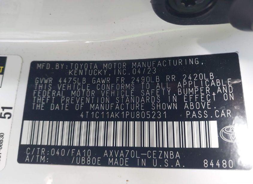 Photo 9 of 2023 Toyota Camry LE (VIN 4T1C11AK1PU805231)