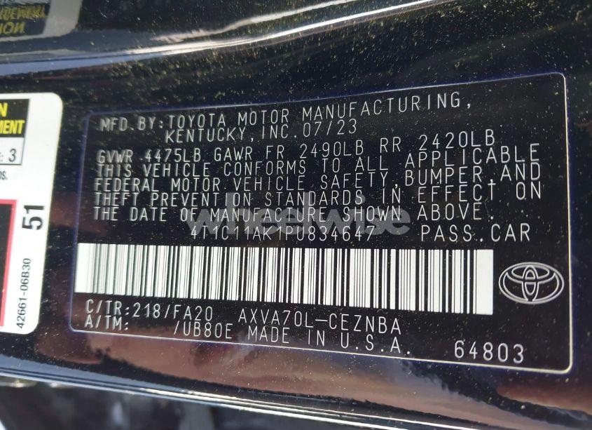 Photo 9 of 2023 Toyota Camry LE (VIN 4T1C11AK1PU834647)