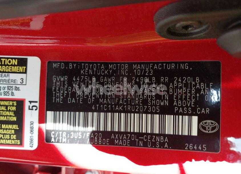 Photo 9 of 2024 Toyota Camry LE (VIN 4T1C11AK1RU207305)