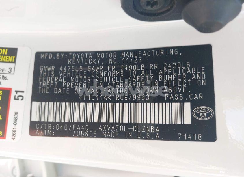 Photo 9 of 2024 Toyota Camry LE (VIN 4T1C11AK1RU879963)