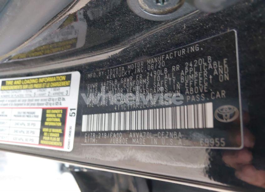 Photo 9 of 2020 Toyota Camry LE (VIN 4T1C11AK2LU967864)