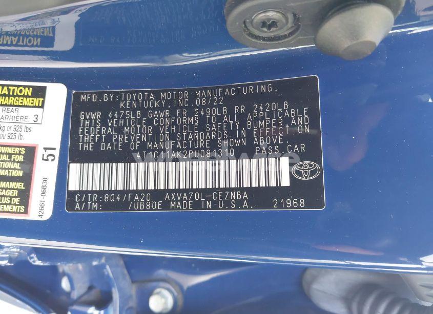 Photo 9 of 2023 Toyota Camry LE (VIN 4T1C11AK2PU081310)