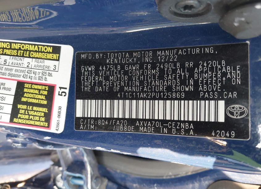 Photo 9 of 2023 Toyota Camry LE (VIN 4T1C11AK2PU125869)