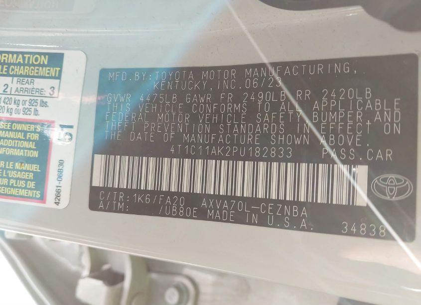 Photo 9 of 2023 Toyota Camry LE (VIN 4T1C11AK2PU182833)