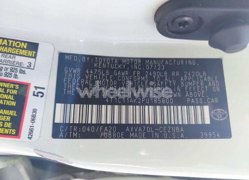 Photo 9 of 2023 Toyota Camry LE (VIN 4T1C11AK2PU185800)