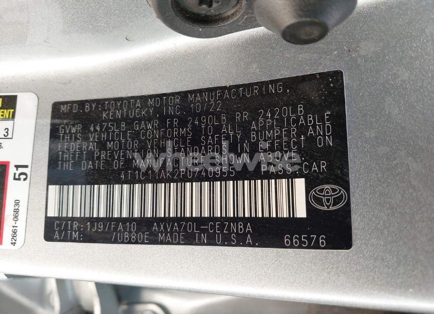 Photo 9 of 2023 Toyota Camry LE (VIN 4T1C11AK2PU740955)