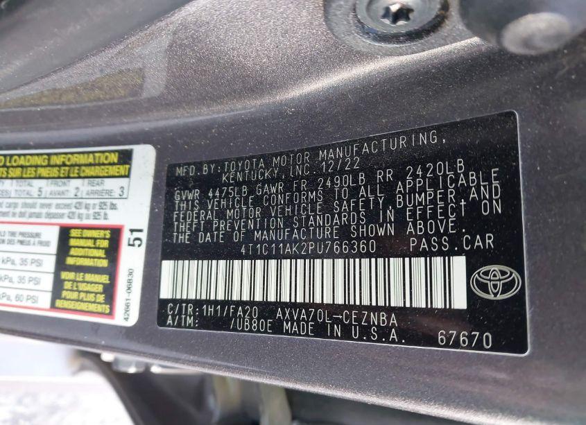 Photo 9 of 2023 Toyota Camry LE (VIN 4T1C11AK2PU766360)