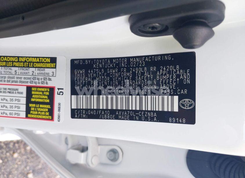 Photo 9 of 2023 Toyota Camry LE (VIN 4T1C11AK2PU781621)