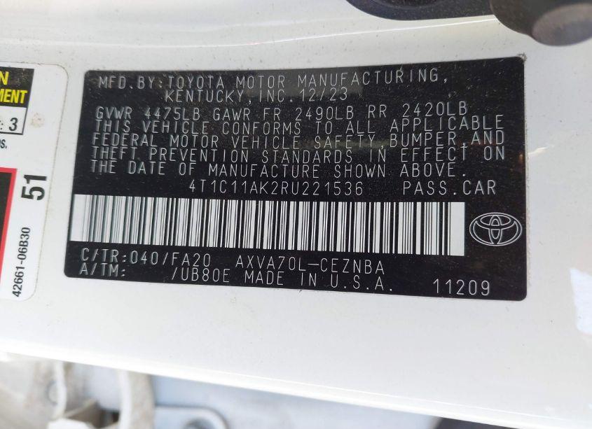 Photo 9 of 2024 Toyota Camry LE (VIN 4T1C11AK2RU221536)