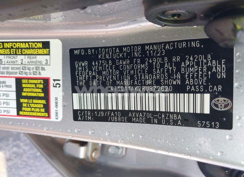 Photo 9 of 2024 Toyota Camry LE (VIN 4T1C11AK2RU872620)