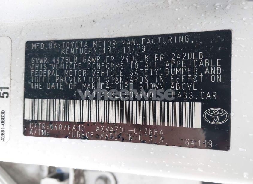 Photo 9 of 2020 Toyota Camry LE (VIN 4T1C11AK3LU902490)