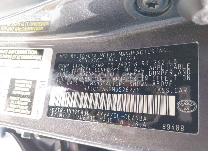 Photo 9 of 2021 Toyota Camry LE (VIN 4T1C11AK3MU526276)