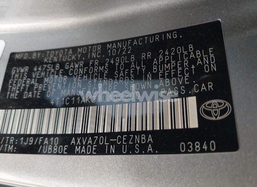 Photo 9 of 2023 Toyota Camry LE (VIN 4T1C11AK3PU102200)