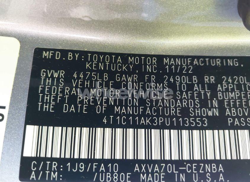 Photo 9 of 2023 Toyota Camry LE (VIN 4T1C11AK3PU113553)