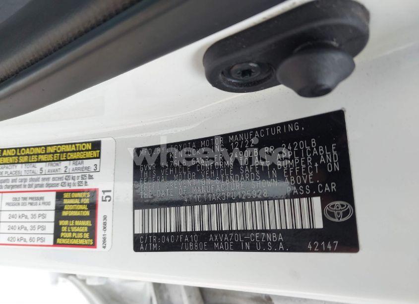 Photo 9 of 2023 Toyota Camry LE (VIN 4T1C11AK3PU125928)