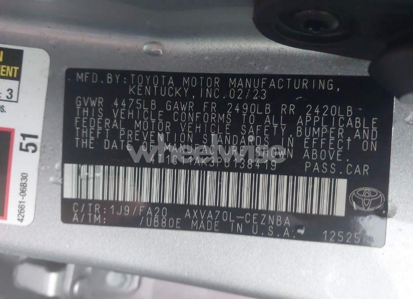 Photo 9 of 2023 Toyota Camry LE (VIN 4T1C11AK3PU138419)