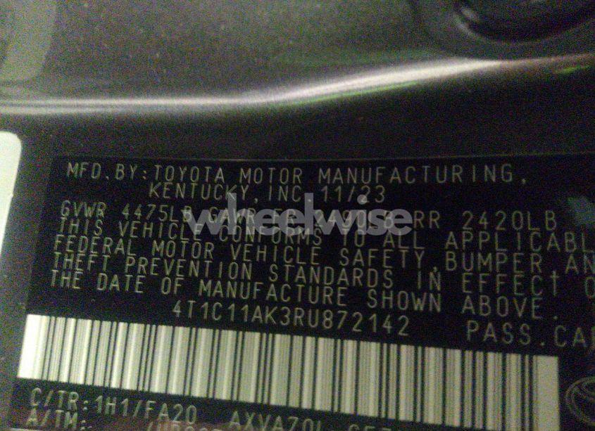 Photo 9 of 2024 Toyota Camry LE (VIN 4T1C11AK3RU872142)