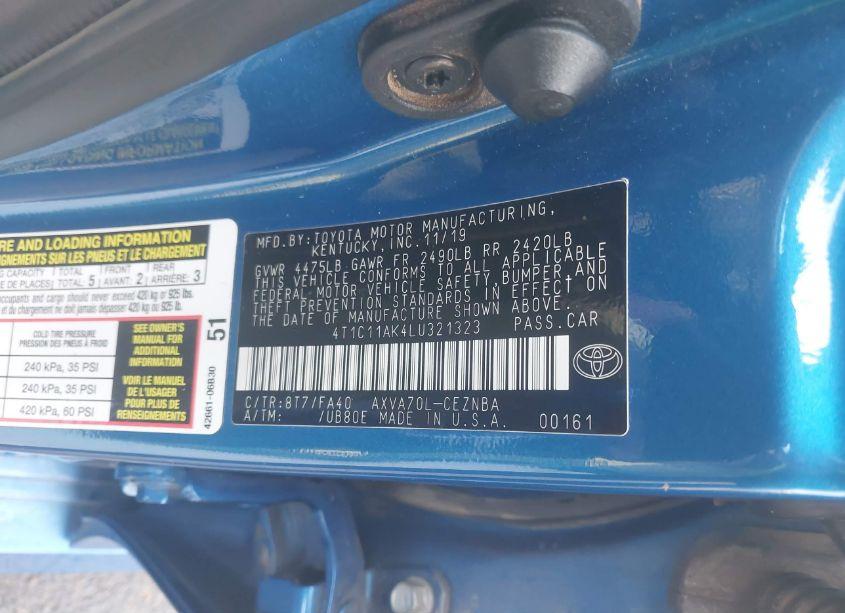 Photo 9 of 2020 Toyota Camry LE (VIN 4T1C11AK4LU321323)