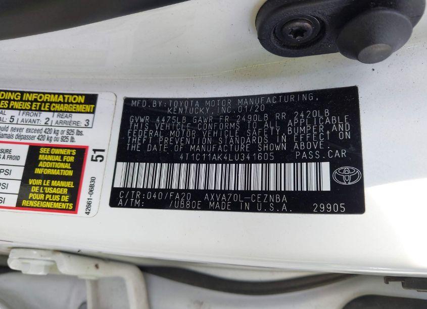 Photo 9 of 2020 Toyota Camry LE (VIN 4T1C11AK4LU341605)