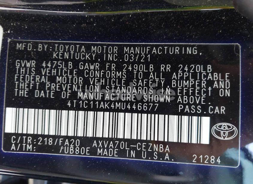 Photo 9 of 2021 Toyota Camry LE (VIN 4T1C11AK4MU446677)