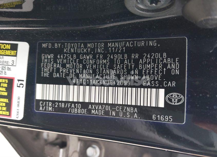 Photo 9 of 2022 Toyota Camry LE (VIN 4T1C11AK4NU642099)