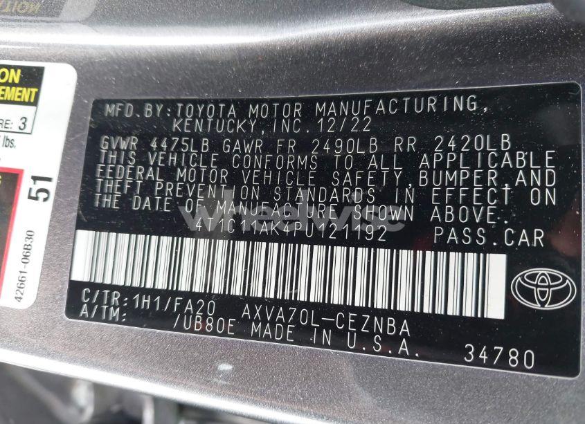 Photo 9 of 2023 Toyota Camry LE (VIN 4T1C11AK4PU121192)