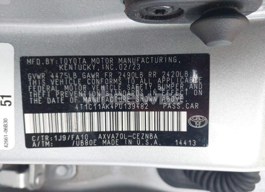 Photo 9 of 2023 Toyota Camry LE (VIN 4T1C11AK4PU139482)