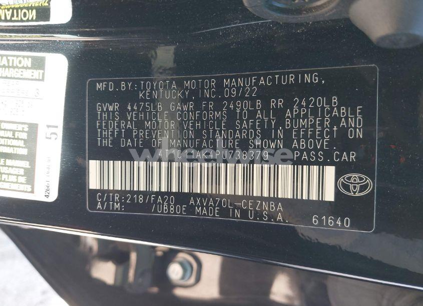 Photo 9 of 2023 Toyota Camry LE (VIN 4T1C11AK4PU738379)