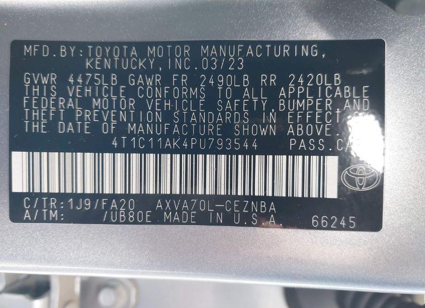 Photo 9 of 2023 Toyota Camry LE (VIN 4T1C11AK4PU793544)