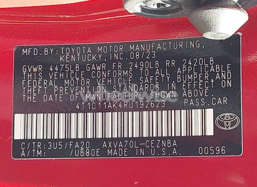 Photo 9 of 2024 Toyota Camry LE (VIN 4T1C11AK4RU192623)