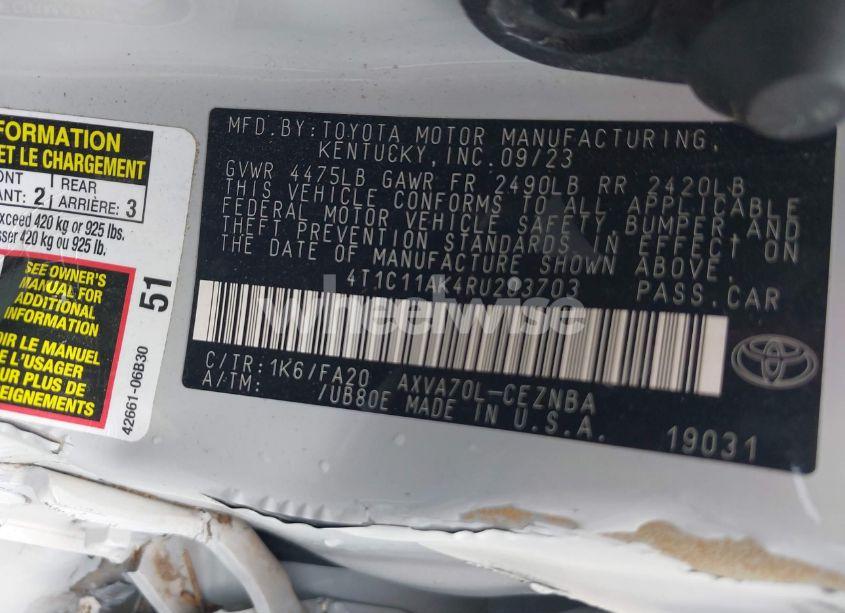 Photo 9 of 2024 Toyota Camry LE (VIN 4T1C11AK4RU203703)