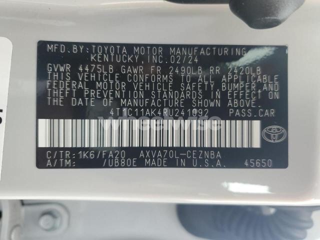 Photo 9 of 2024 TOYOTA CAMRY LE (VIN 4T1C11AK4RU241092)