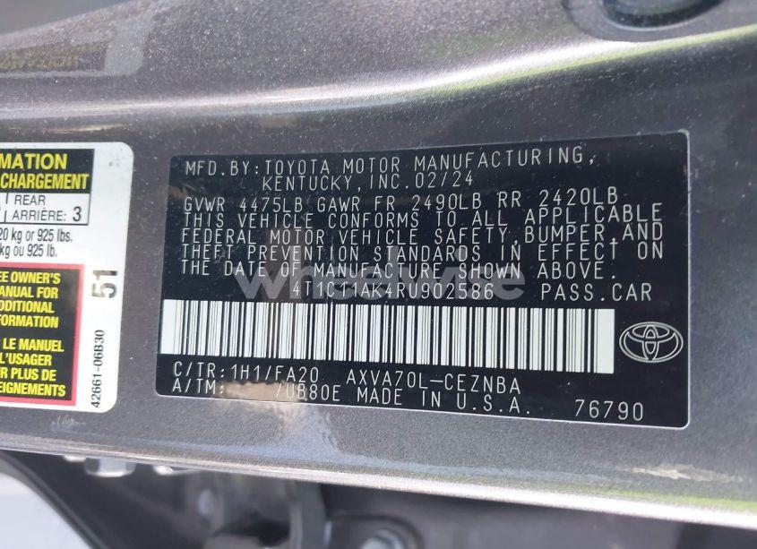 Photo 9 of 2024 Toyota Camry LE (VIN 4T1C11AK4RU902586)