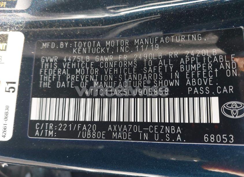 Photo 9 of 2020 Toyota Camry LE (VIN 4T1C11AK5LU905858)