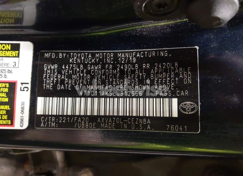 Photo 9 of 2020 Toyota Camry LE (VIN 4T1C11AK5LU912566)